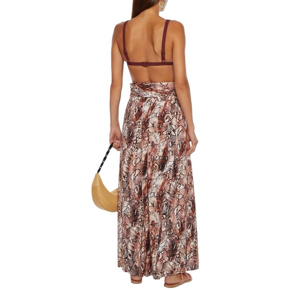 NEW Melissa Obadash Size Large Skirt Elsa Belted Snake Print Voile Maxi Skirt - Picture 3 of 13